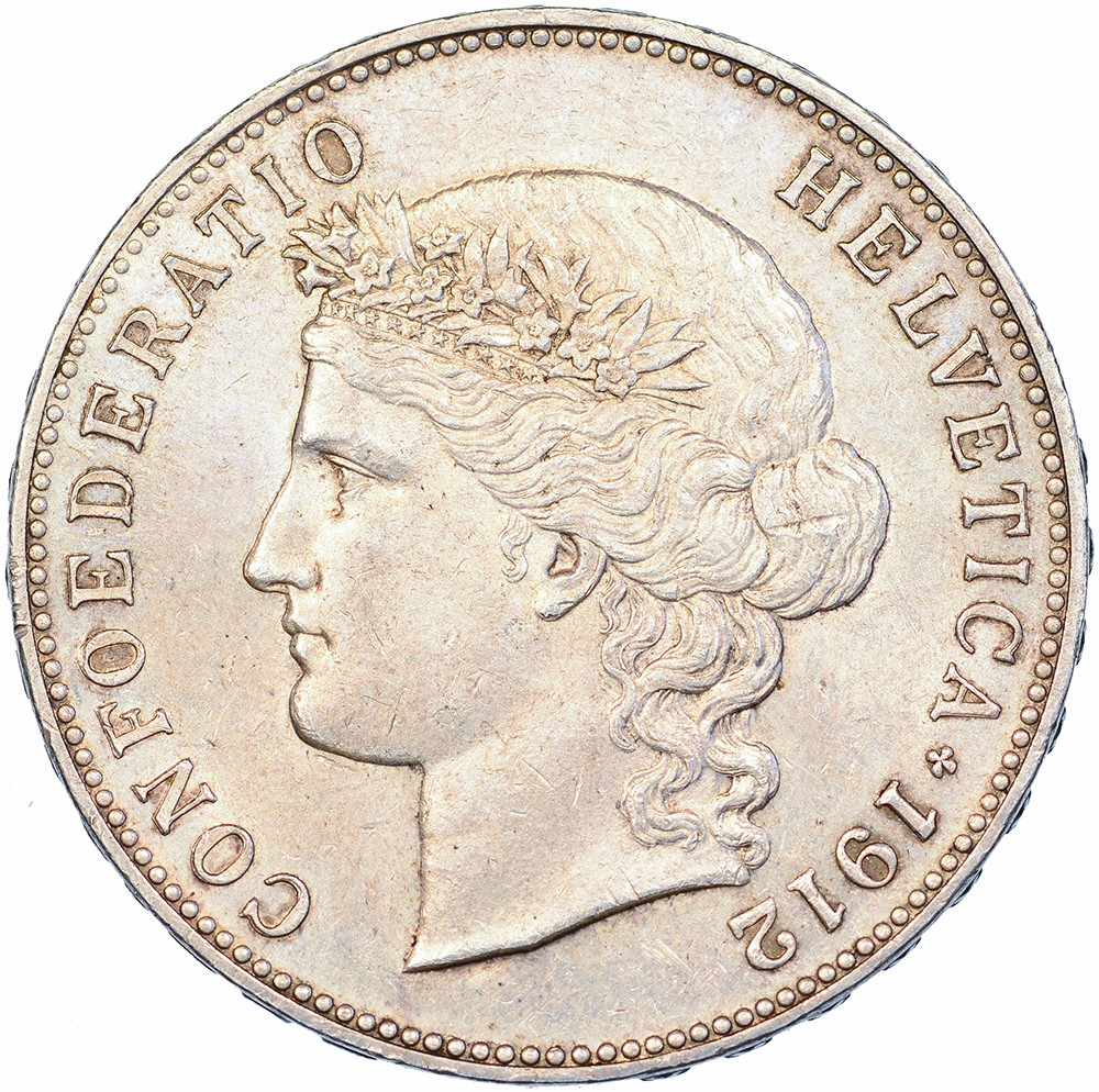 5 Franken, 1912, vorzüglich-unzirkuliert