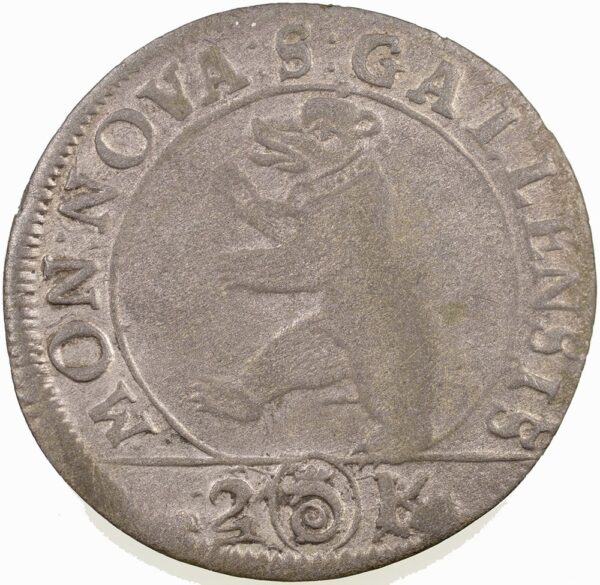 St. Gallen, 2 Kreuzer, 1727, s-ss