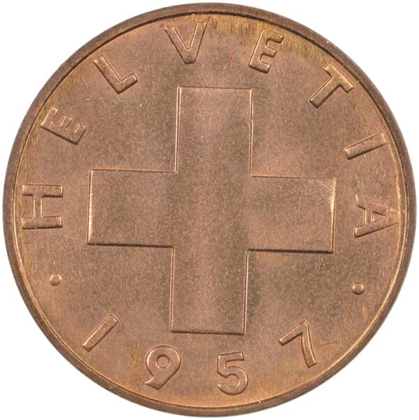 1 Rappen, 1957, Stempelglanz
