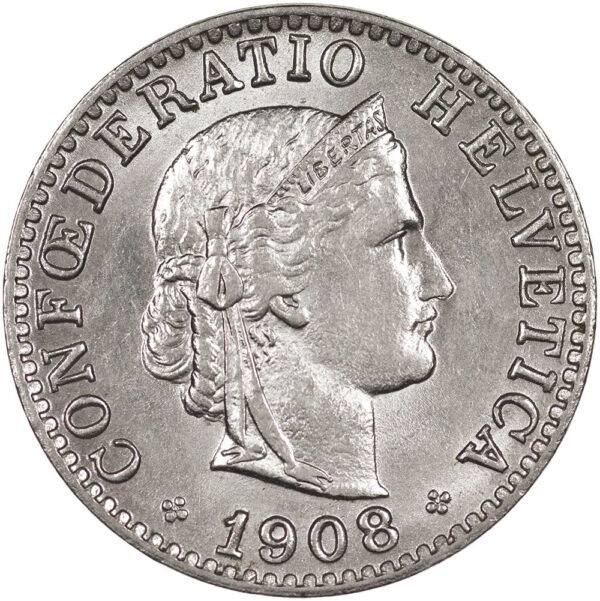 20 Rappen, 1908, unzirkuliert