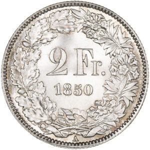 2 Franken, 1850, Stempelglanz