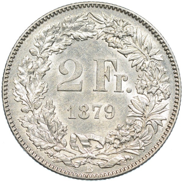 2 Franken, 1879, fast unzirkuliert