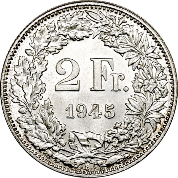 26558_1 2 Franken, 1945, Stempelglanz