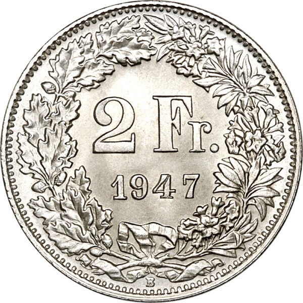 2 Franken, 1947, Stempelglanz