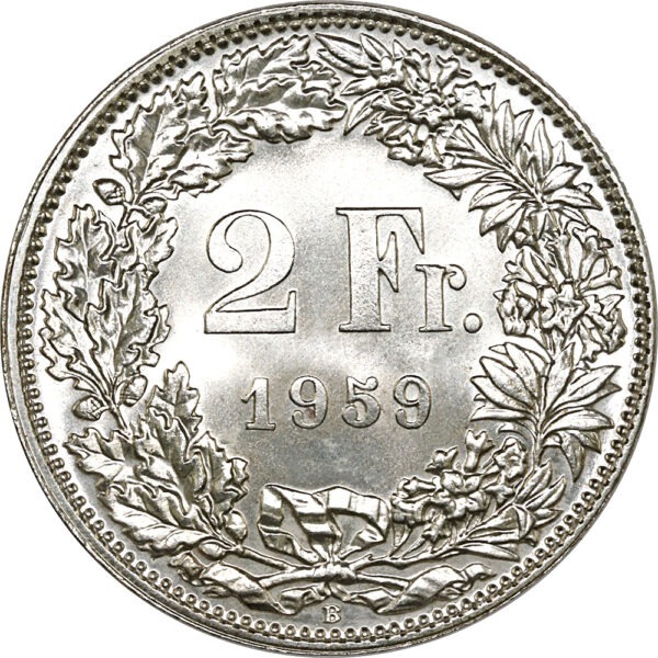 26578_1 2 Franken, 1959, unz/stgl