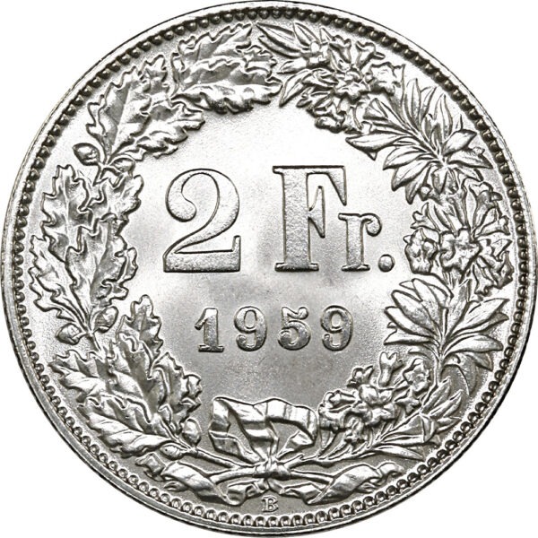 26579_1 2 Franken, 1959, Stempelglanz