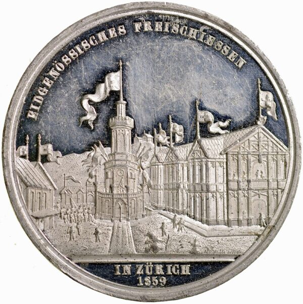5844_1 Zürich, Zürich, Kantonales Schützenfest, 1859, vz-unz, Weissmetall