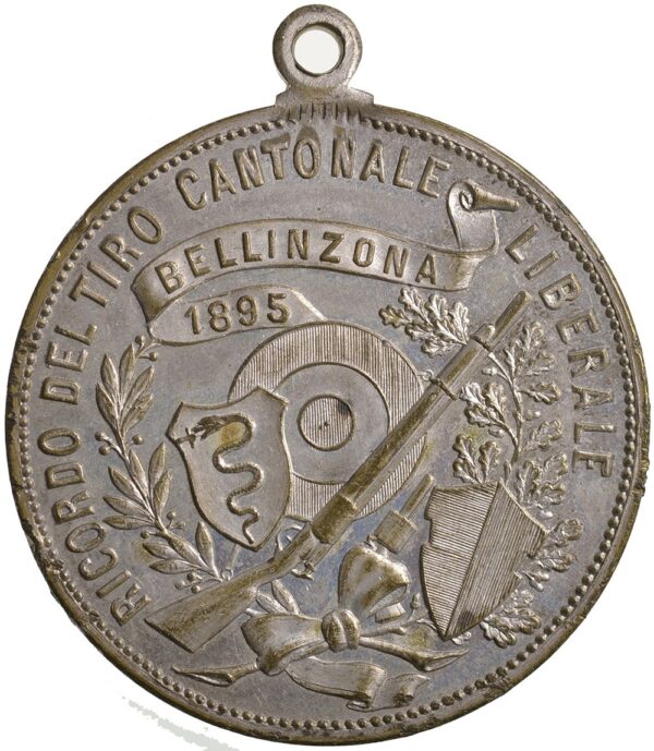 Ticino, Bellinzona,  Kantonales Schützenfest, 1895, unz, Br versilbert