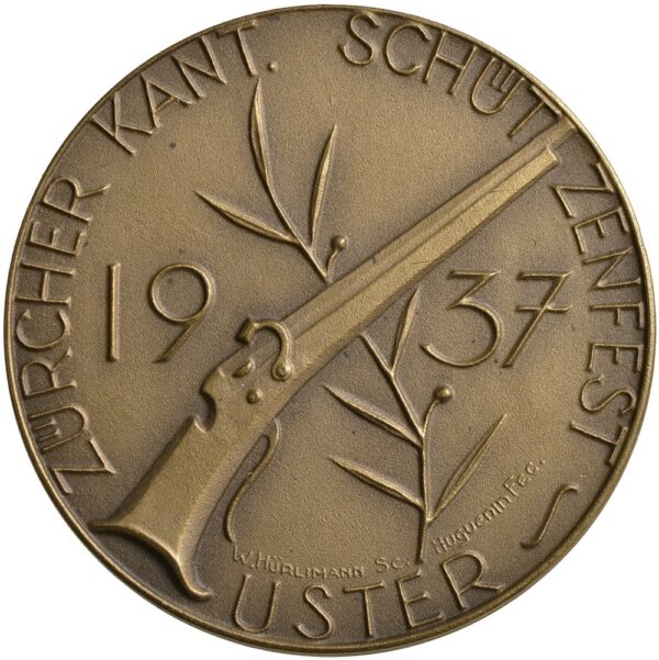 Zürich, Uster,  Kantonales Schützenfest, 1937, stgl, Bronze
