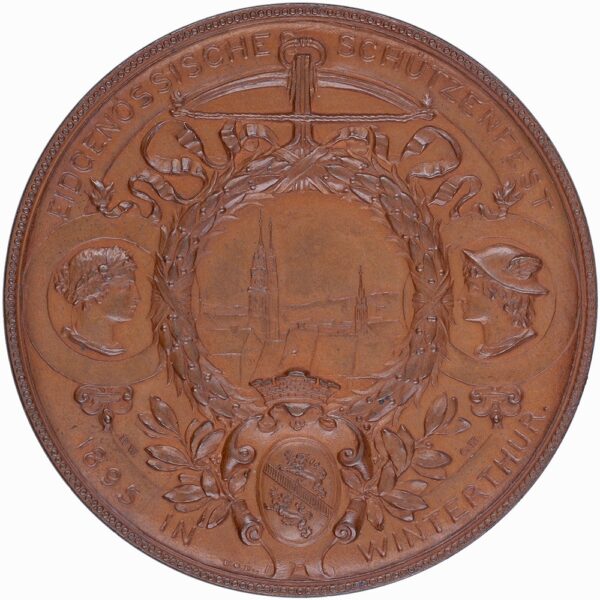 Zürich, Winterthur,  Eidgenöss. Schützenfest, 1895, unz/stgl, Bronze
