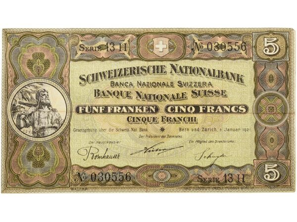 70036_1 5 Franken, 1921, Wilhelm Tell, wenig gebraucht - > 75%