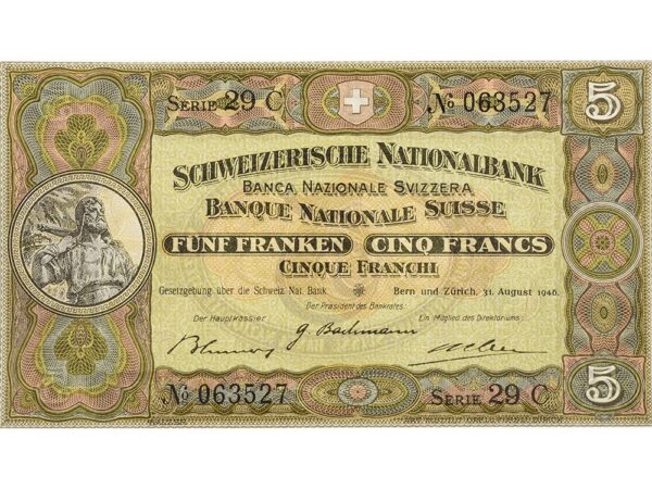 70079_1 5 Franken, 1946, Wilhelm Tell, ungebraucht, bankfrisch - 100%