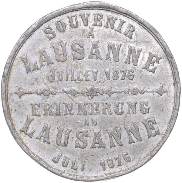 Waadt, Lausanne,  Eidgenöss. Schützenfest, 1876, vz, Zinn