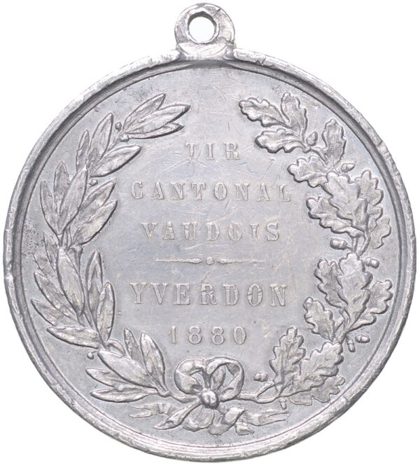 Waadt, Yverdon,  Kantonales Schützenfest, 1880, vz, Zinn