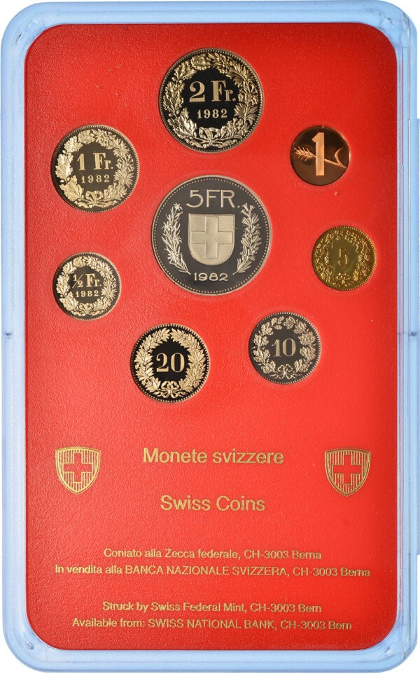 Münzensatz, 1982, Polierte Platte
