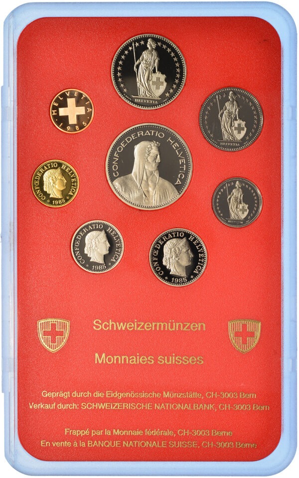 Münzensatz, 1985, Polierte Platte