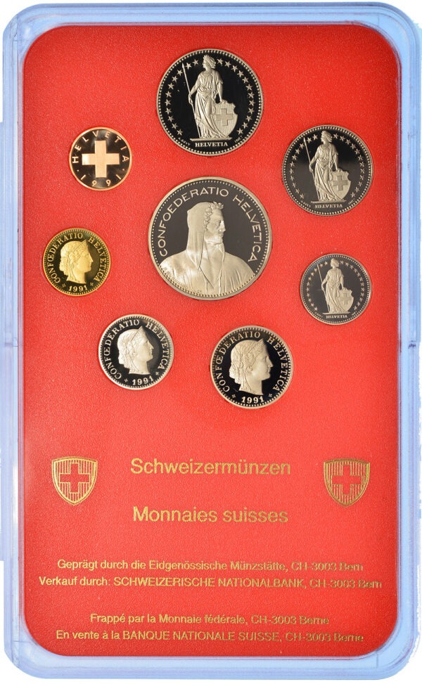 Münzensatz, 1991, Polierte Platte