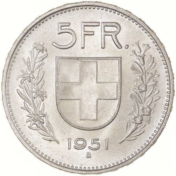 5 Franken, 1951, unzirkuliert
