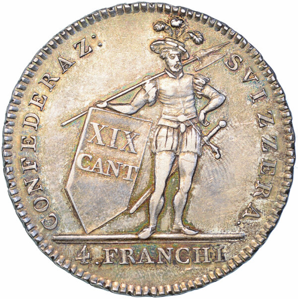 Ticino, 4 Franken, 1814, unz-