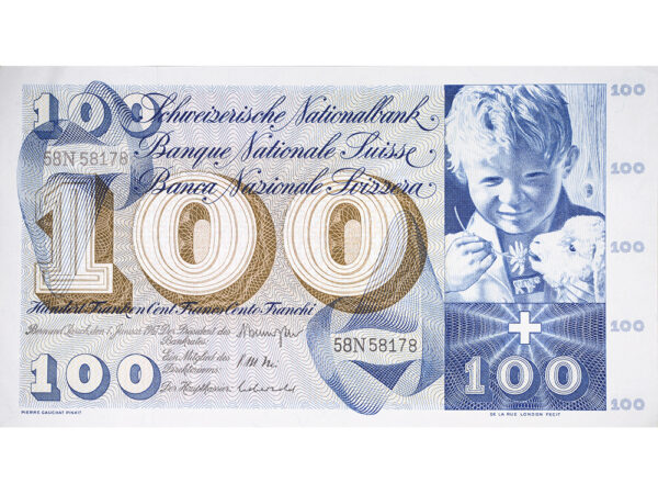 100 Franken, 1967, Sankt Martin, ungebraucht, bankfrisch - 100%
