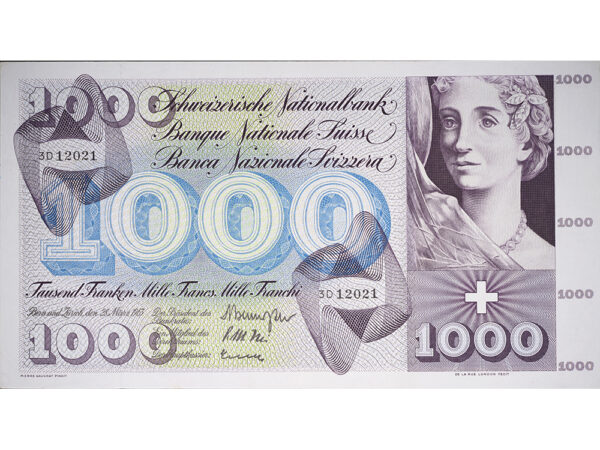 1000 Franken, 1963, Totentanz, leichte Gebrauchsspuren, 90%